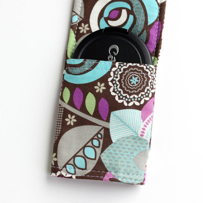 Dslr Camera Strap Cover - Padding And Lens Cap Pocket - Floral Brown ...